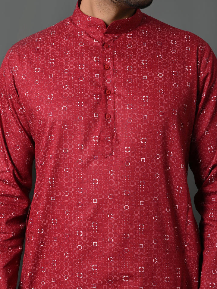 Geometric Red Only Kurta - K36048-R58