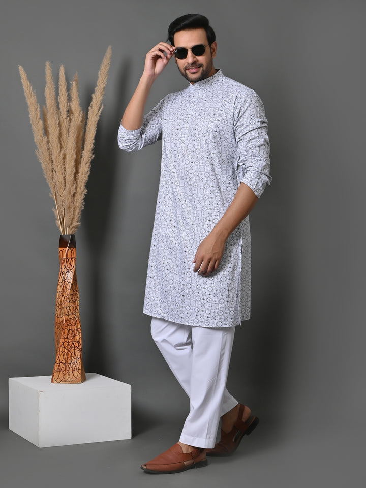 Geometric White Only Kurta - K36048-W61