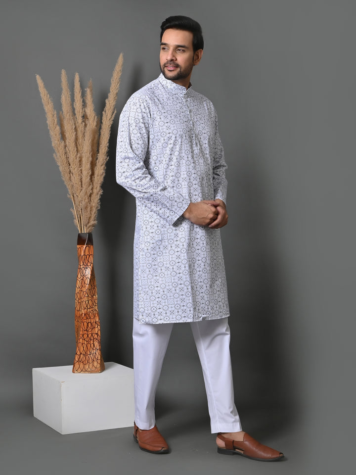 Geometric White Only Kurta - K36048-W61