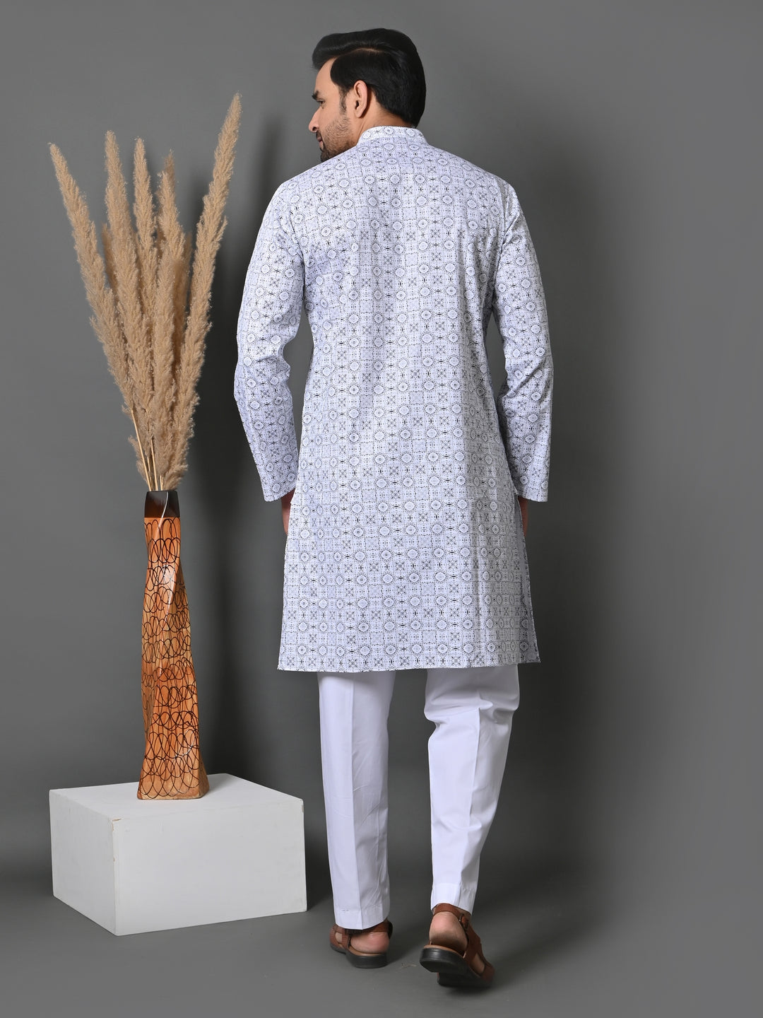 Geometric White Only Kurta - K36048-W61