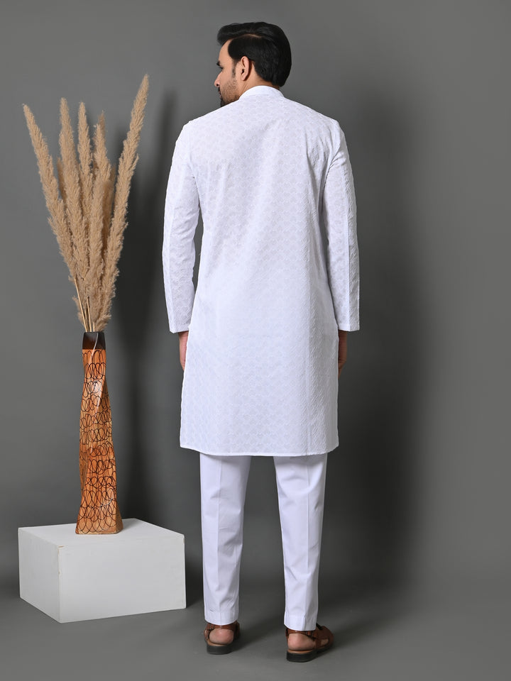 Chikan White Kurta Set - KM26317-W225