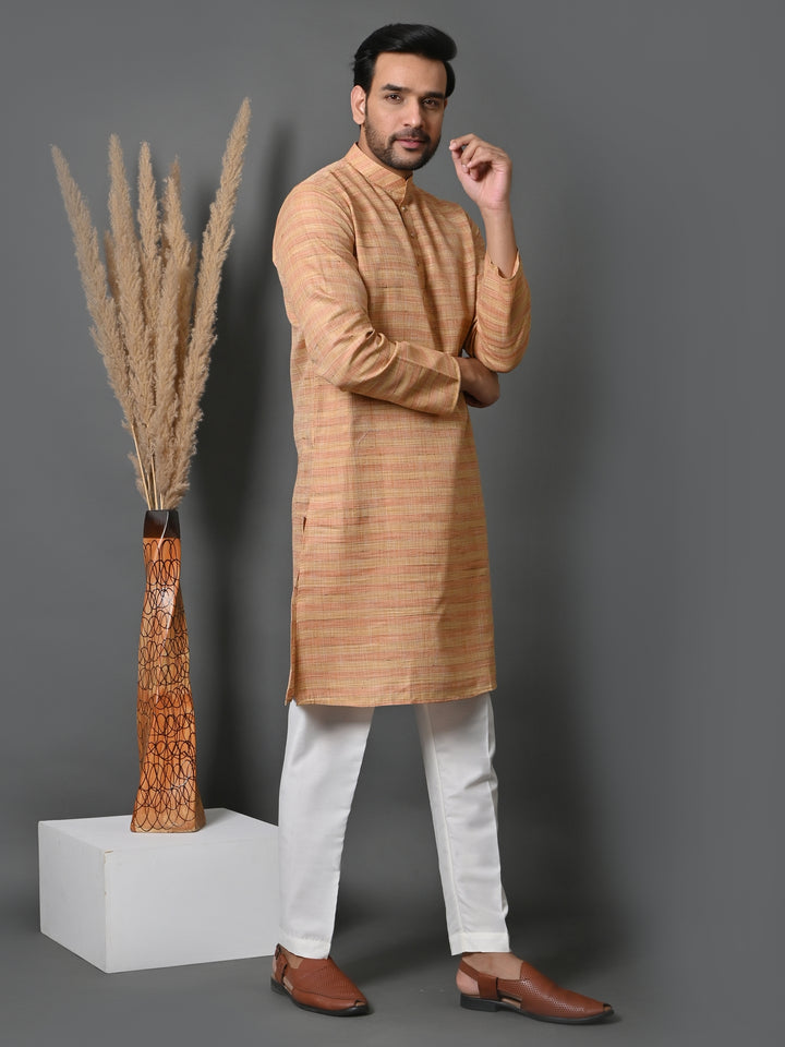 Striped Beige Kurta Set - KM33803-4