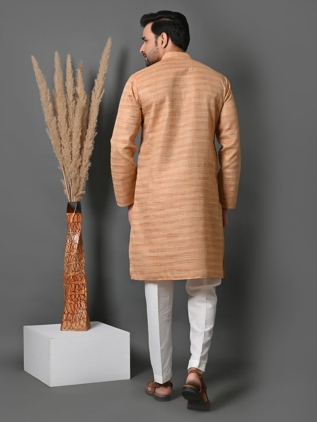 Striped Beige Kurta Set - KM33803-4