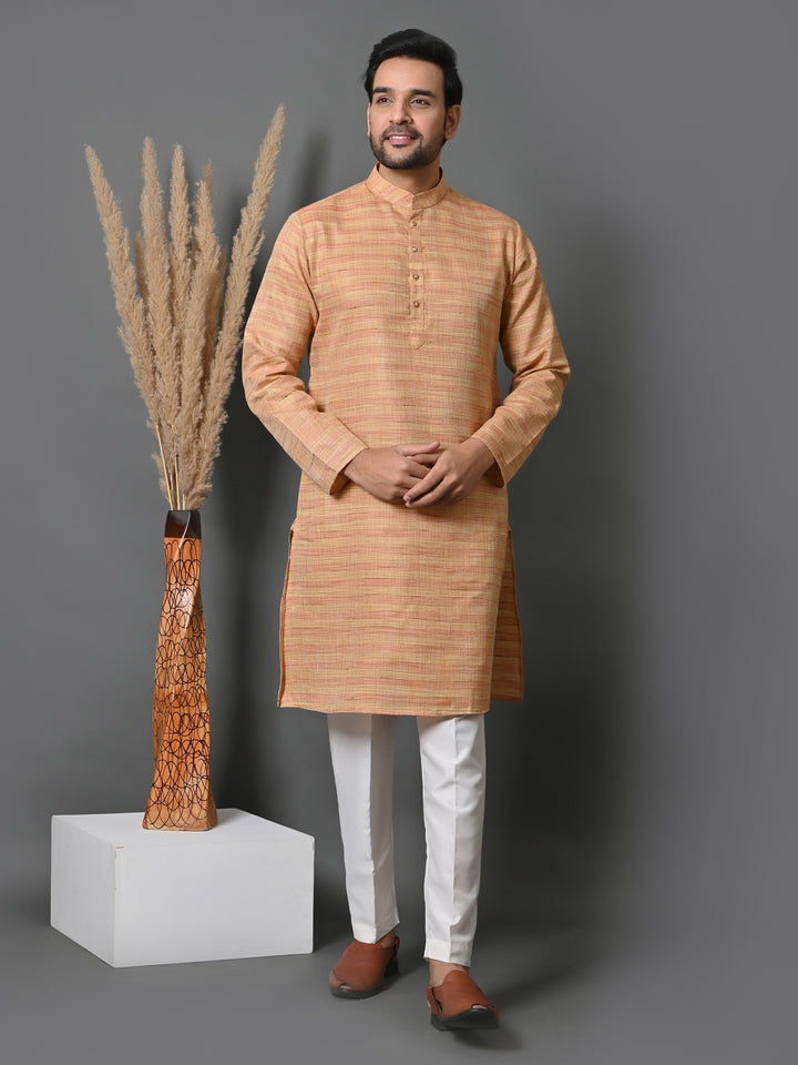 Striped Beige Kurta Set - KM33803-4