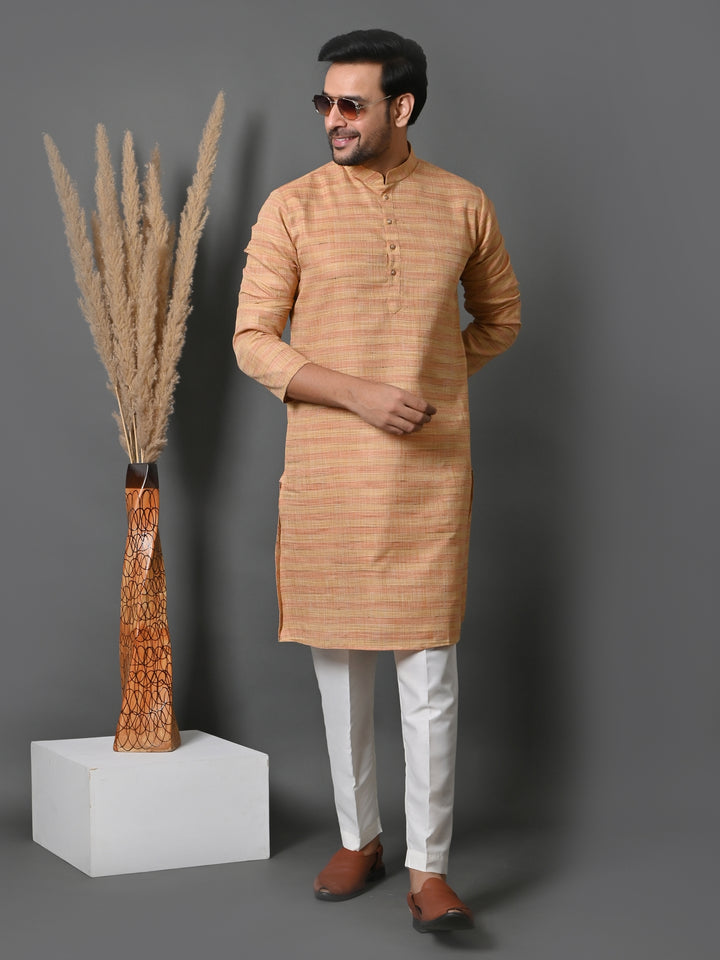 Striped Beige Kurta Set - KM33803-4