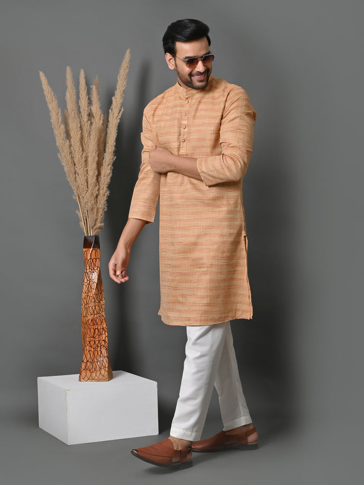 Striped Beige Kurta Set - KM33803-4