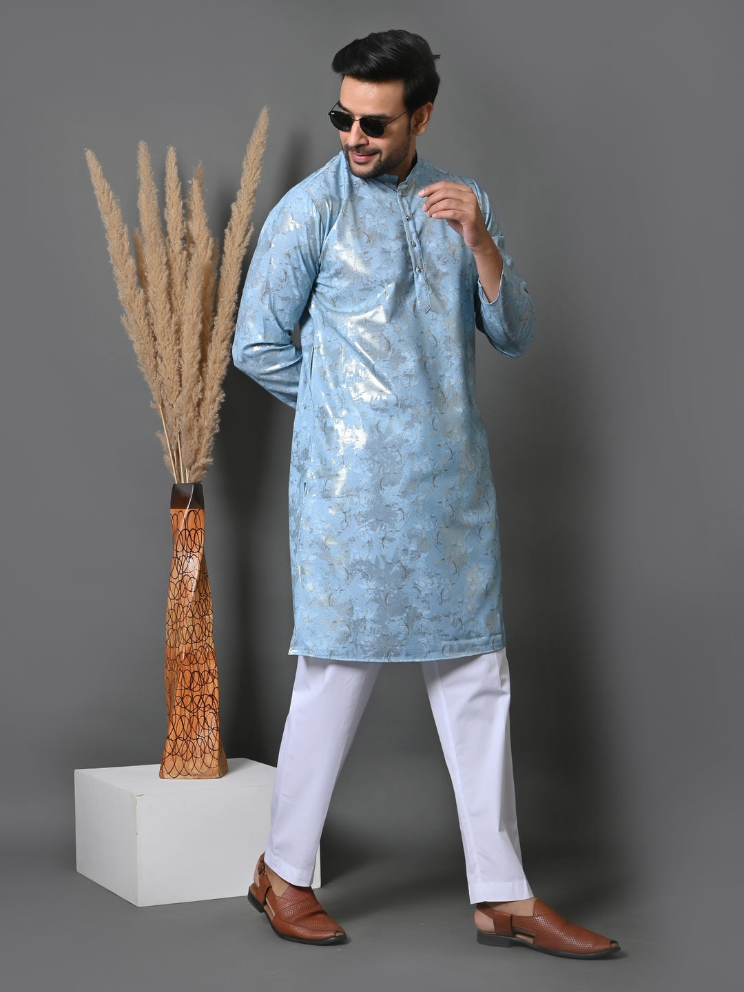 Ethnic Motifs Blue Kurta Set - KM34345-8