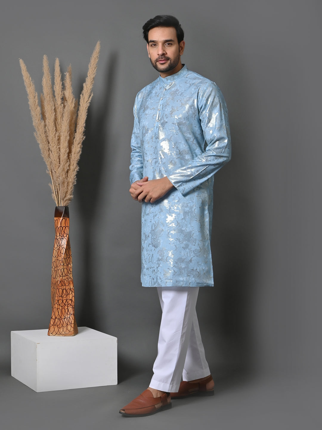 Ethnic Motifs Blue Kurta Set - KM34345-8