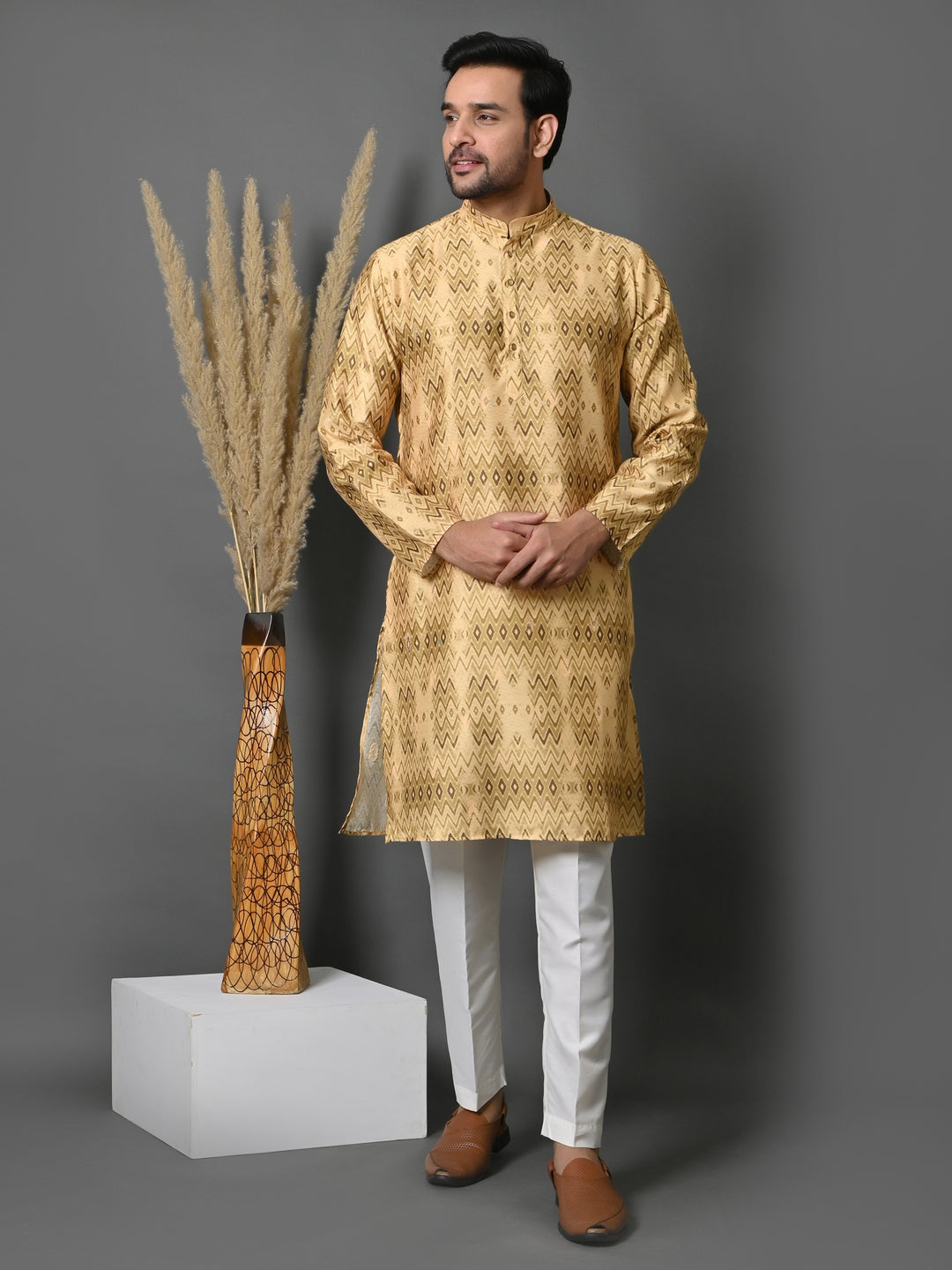 Geometric Yellow Kurta Set - KM34942-5