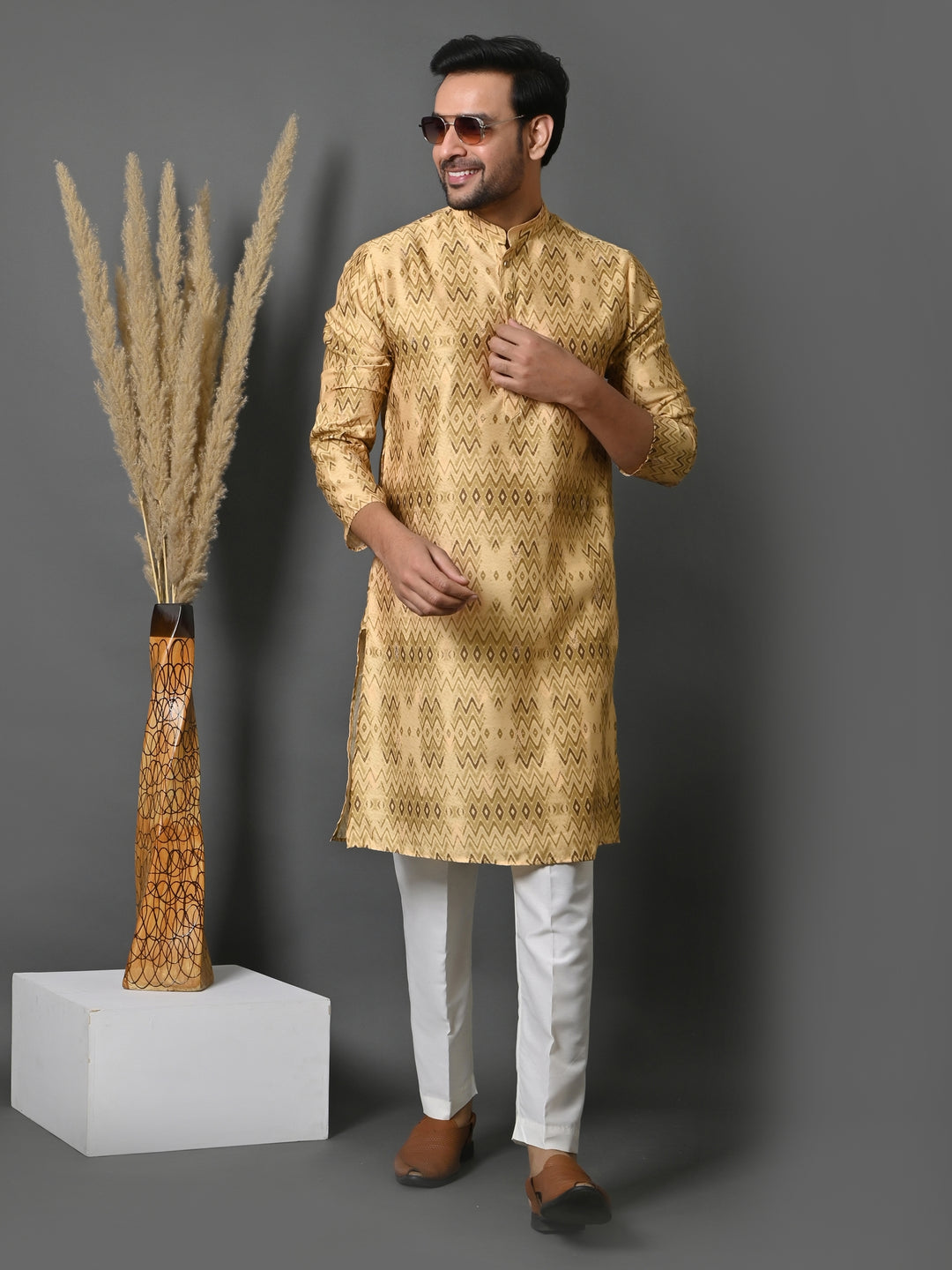 Geometric Yellow Kurta Set - KM34942-5