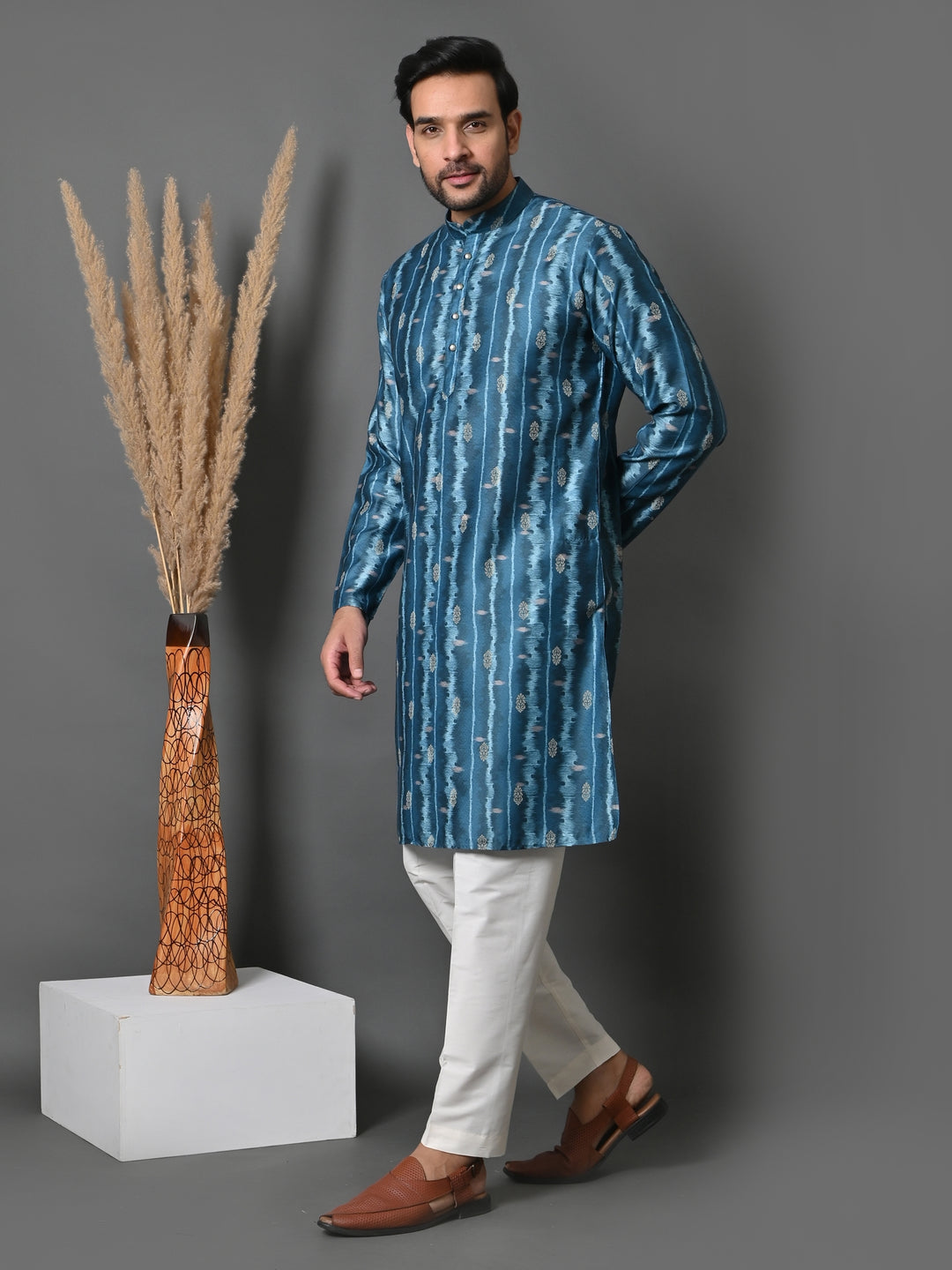 Geometric Green Kurta Set - KM34942-7