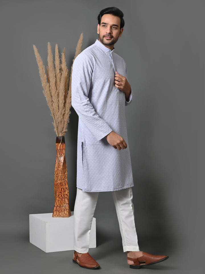 Chikan Grey Kurta Set - KM35073-52