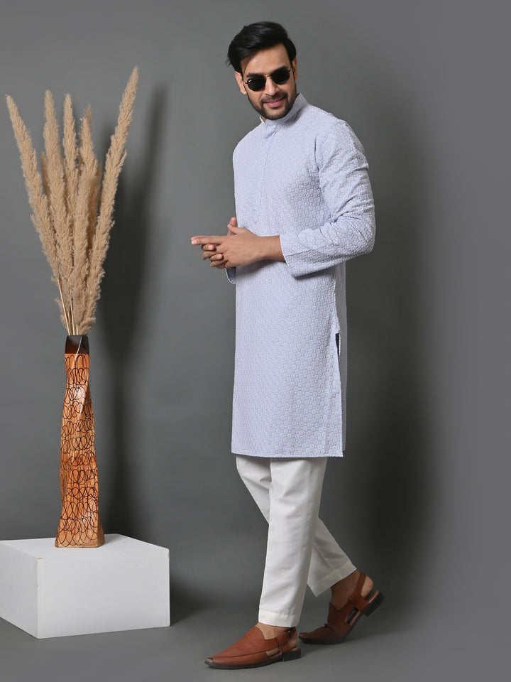 Chikan Grey Kurta Set - KM35073-52