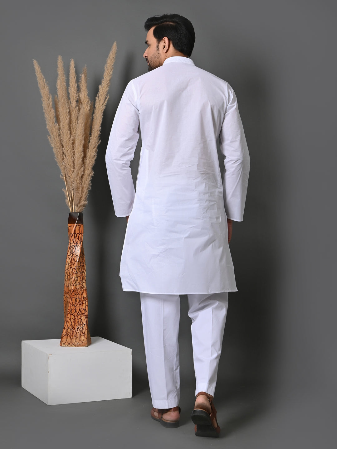 Solid White Kurta Set - KM35806-516