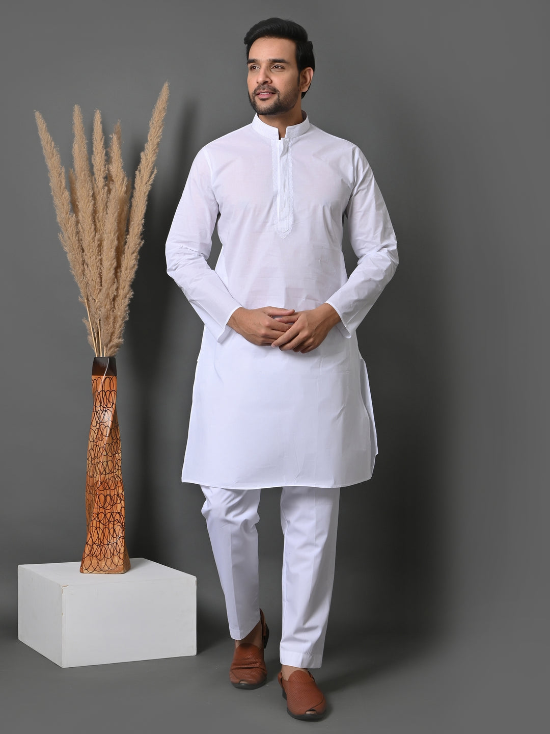 Solid White Kurta Set - KM35806-516