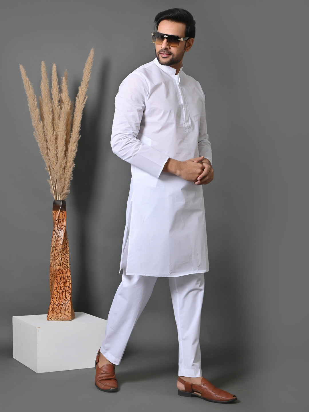 Solid White Kurta Set - KM35806-516