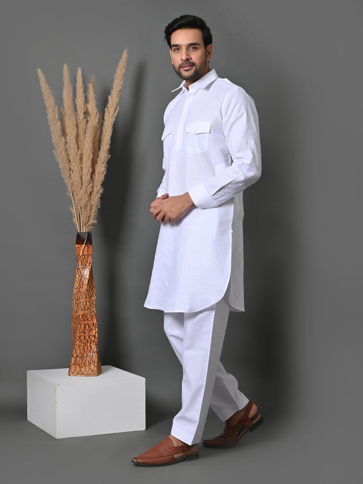 Solid White Pathani Set - PS29141-1