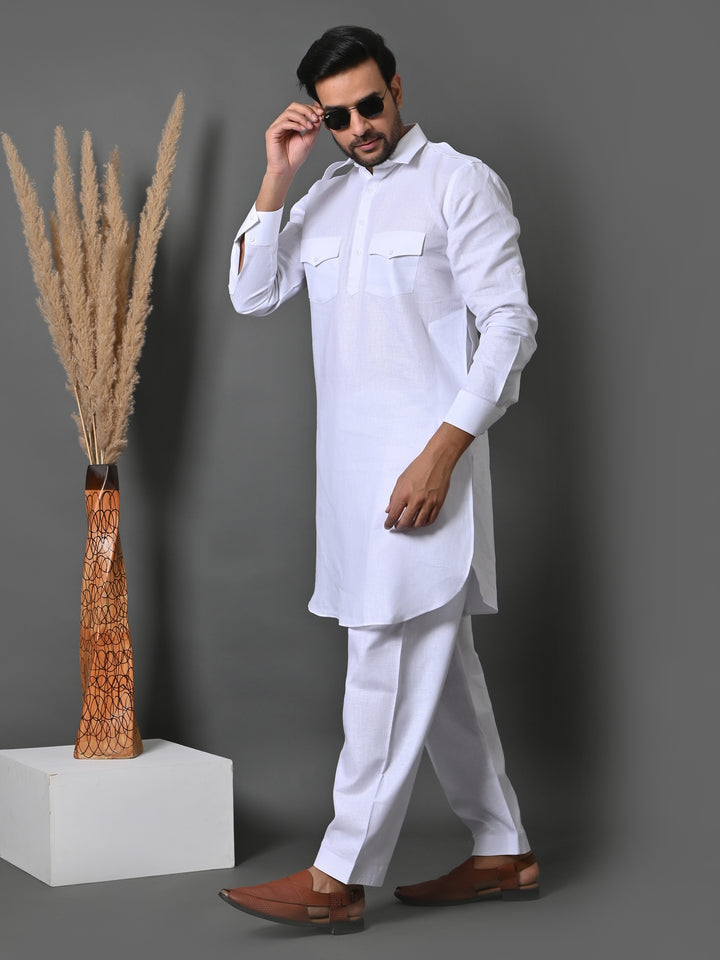 Solid White Pathani Set - PS29141-1