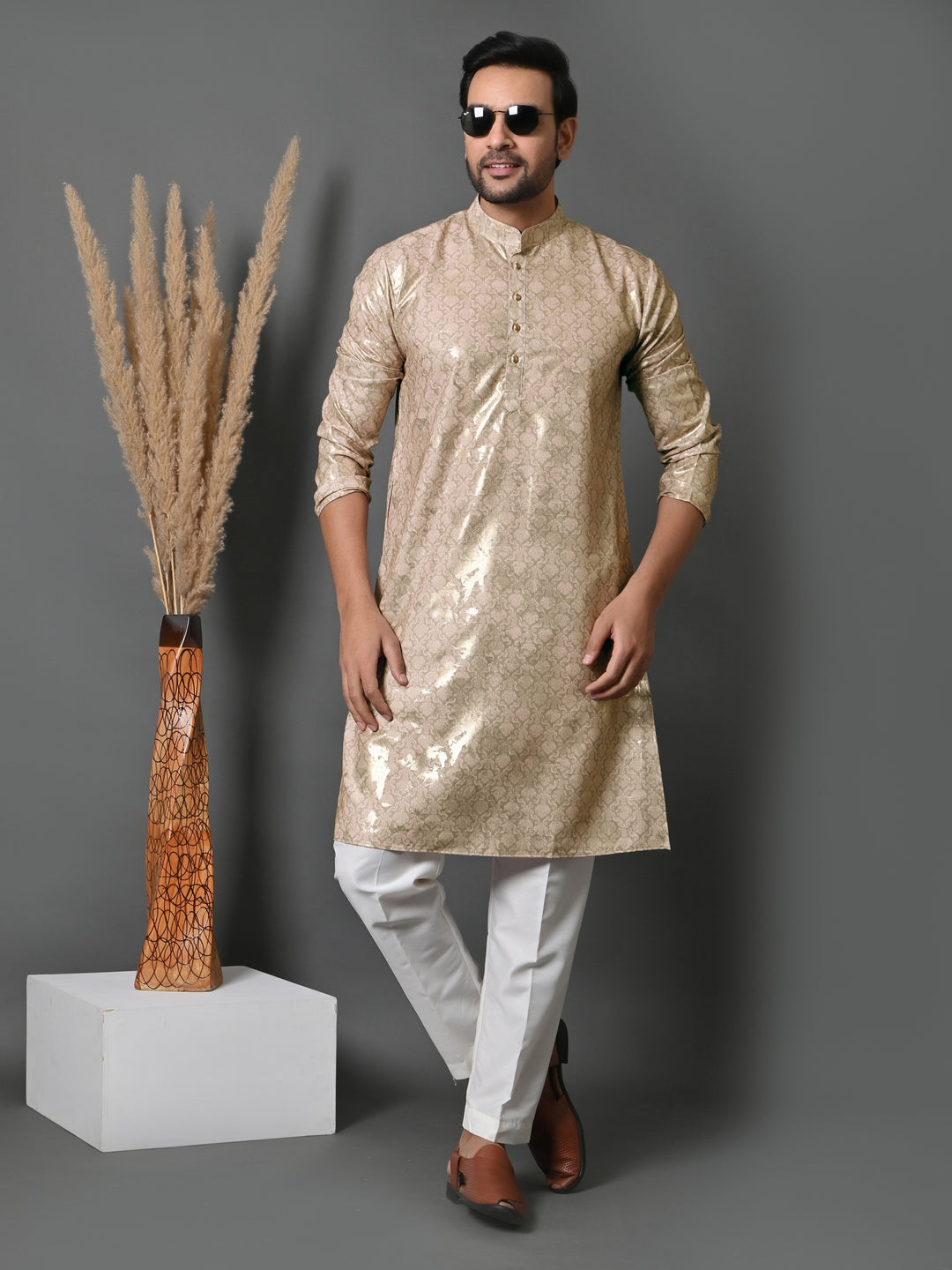 Ethnic Motifs Peach Kurta Set - KM34345-36