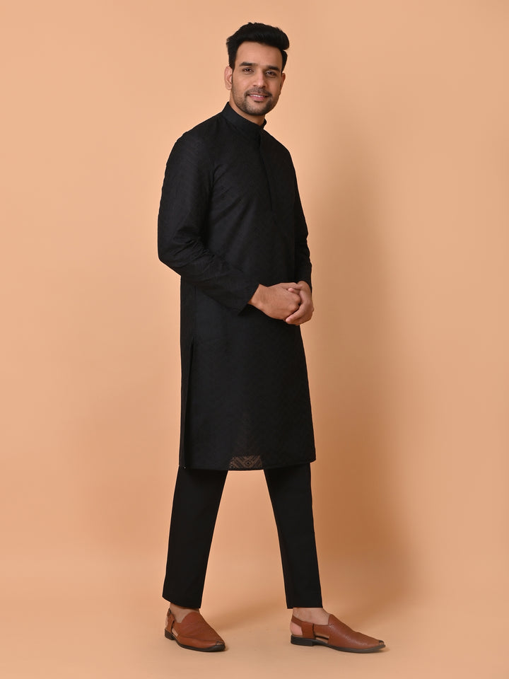 Chikan Black Kurta Set - KM26317-BK26