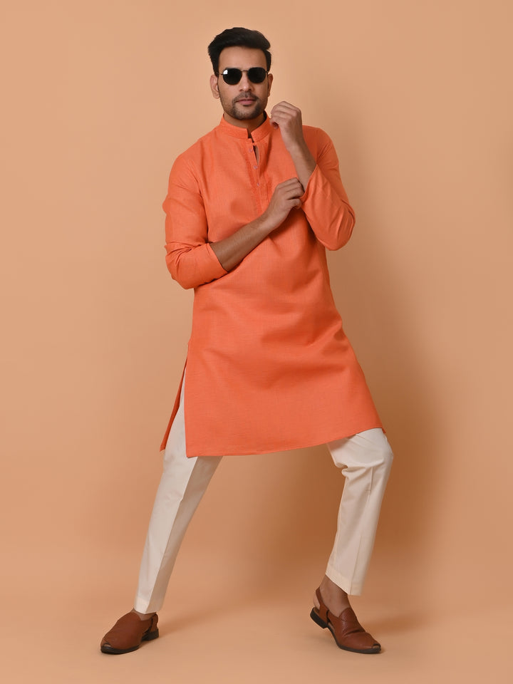 Solid Orange Kurta Set - KM34077-3