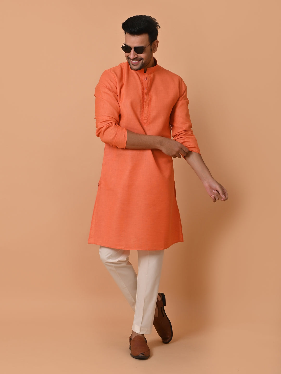 Solid Orange Kurta Set - KM34077-3