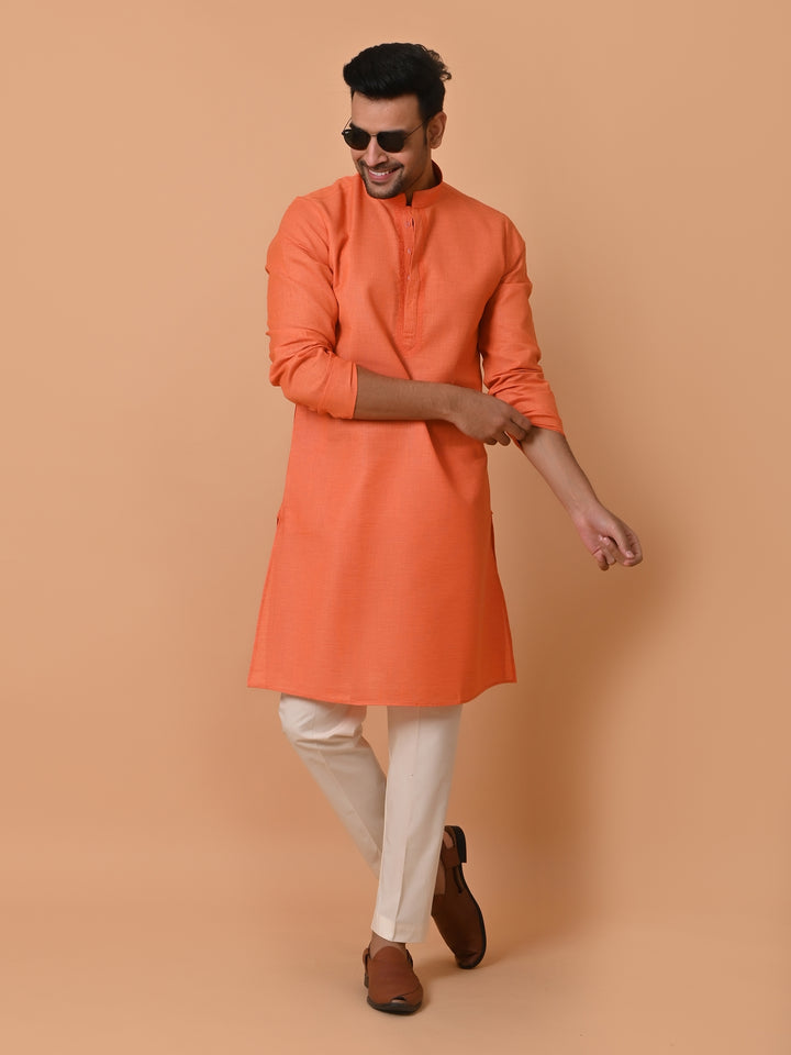Solid Orange Kurta Set - KM34077-3