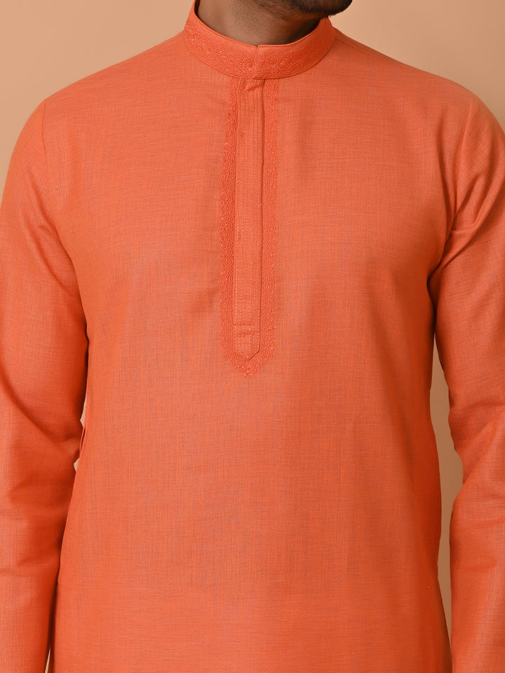 Solid Orange Kurta Set - KM34077-3
