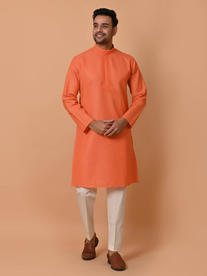 Solid Orange Kurta Set - KM34077-3