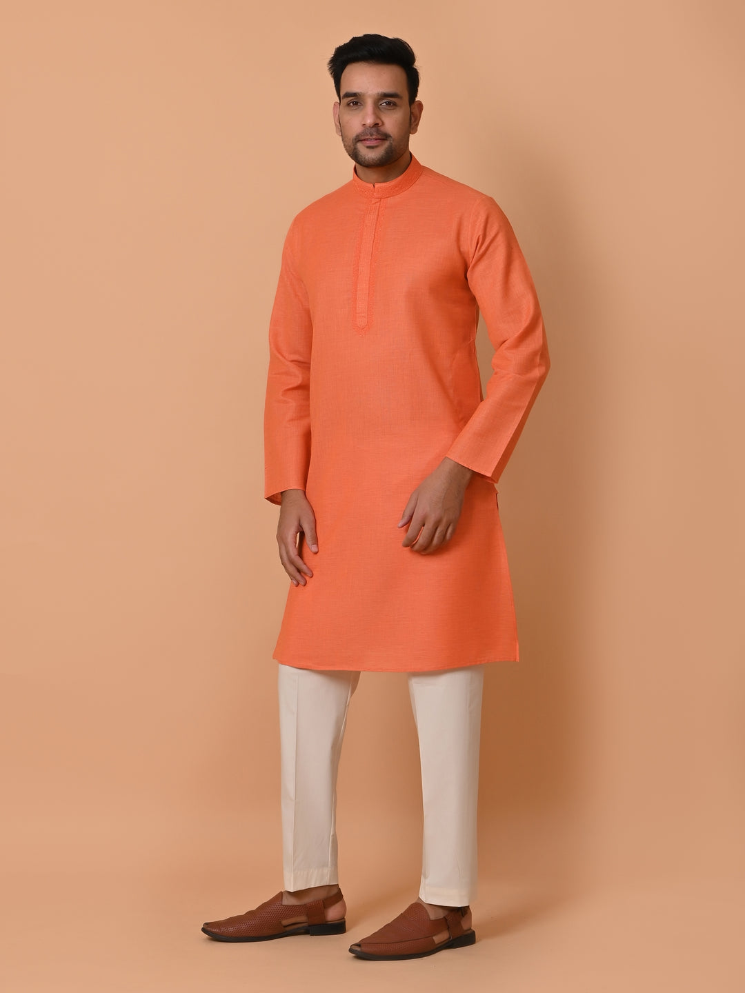 Solid Orange Kurta Set - KM34077-3