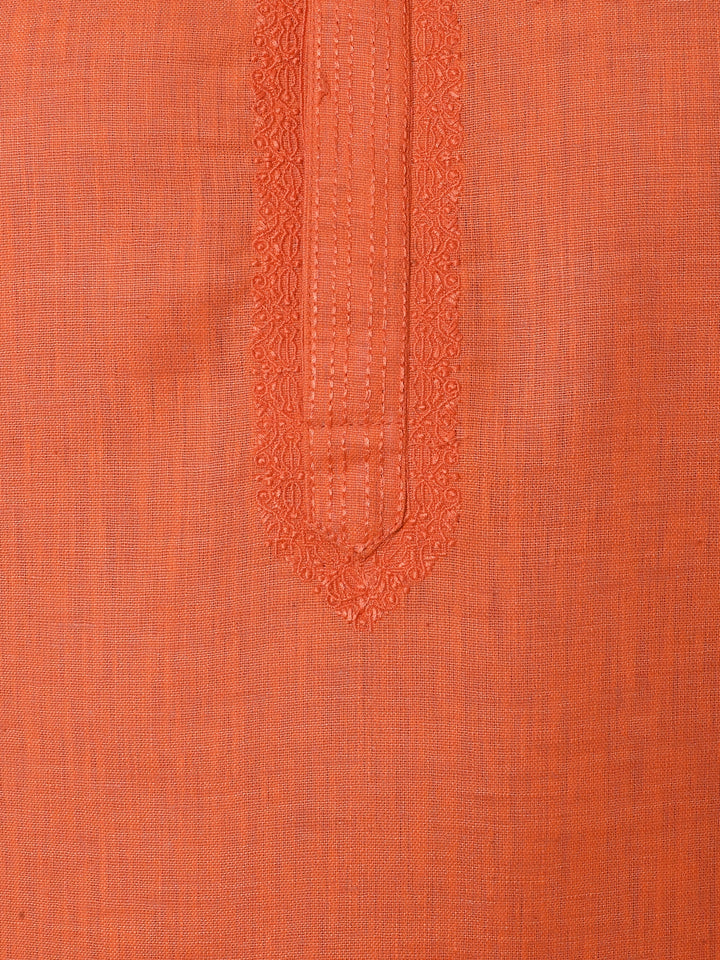 Solid Orange Kurta Set - KM34077-3