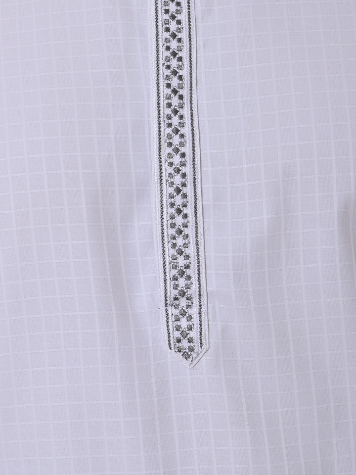 Embroidered White Kurta Set - KM36284-7