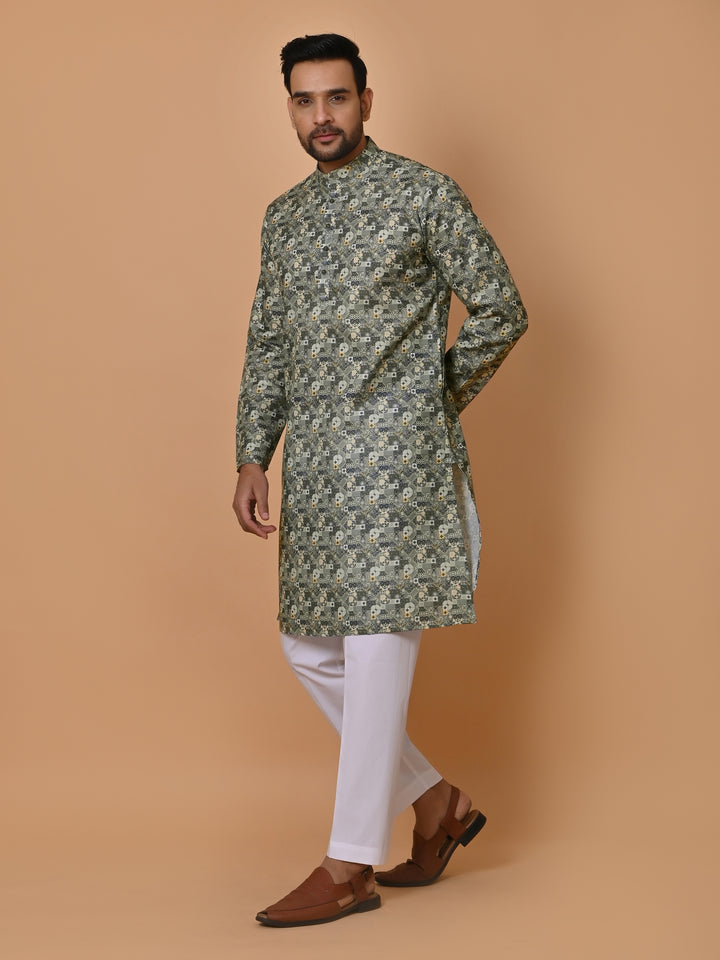 Ethnic Motifs Green Kurta Set - KM36662-106