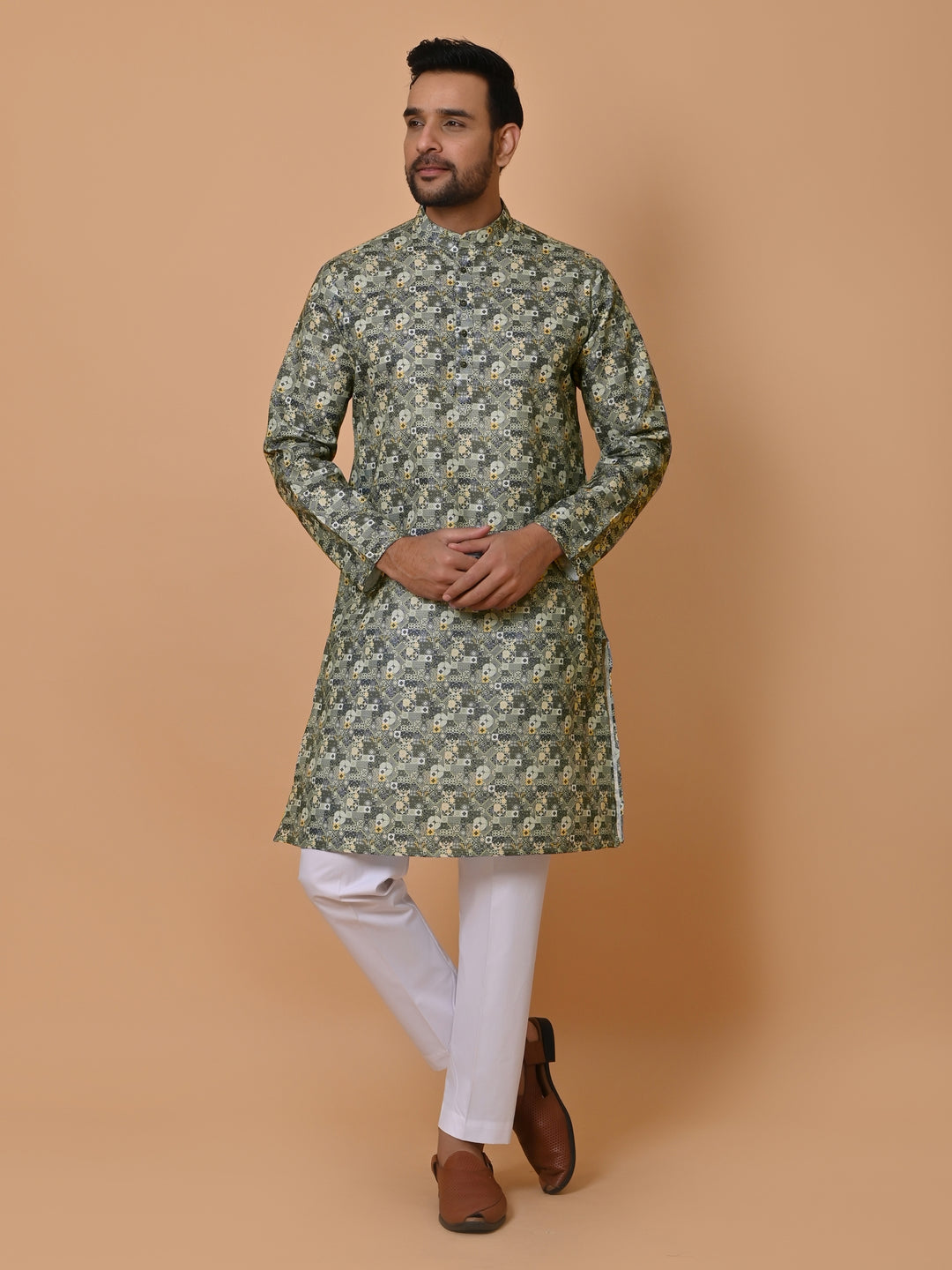 Ethnic Motifs Green Kurta Set - KM36662-106