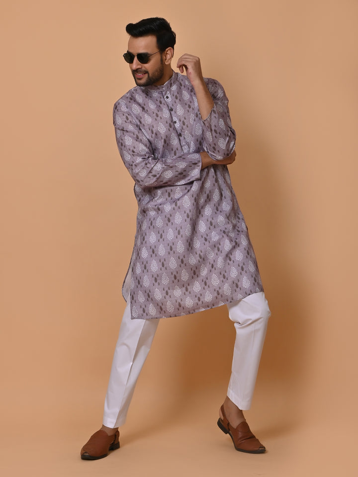 Leafs Grey Kurta Set - KM36662-88