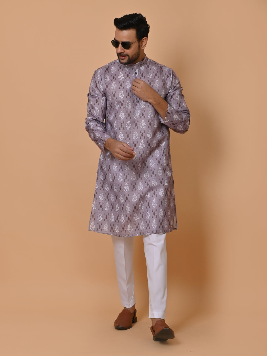 Leafs Grey Kurta Set - KM36662-88