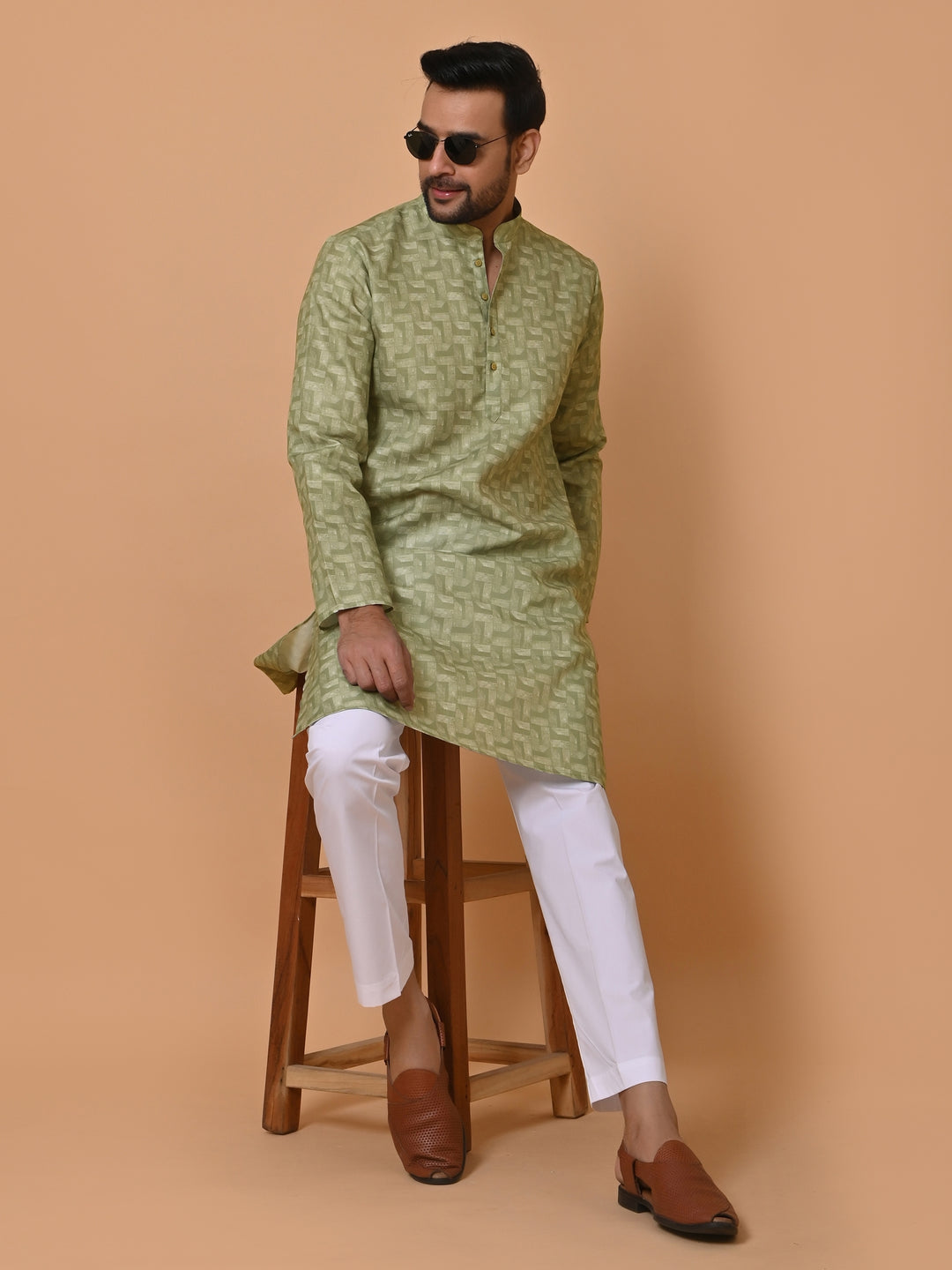 Geometric Pista Kurta Set - KM36662-111