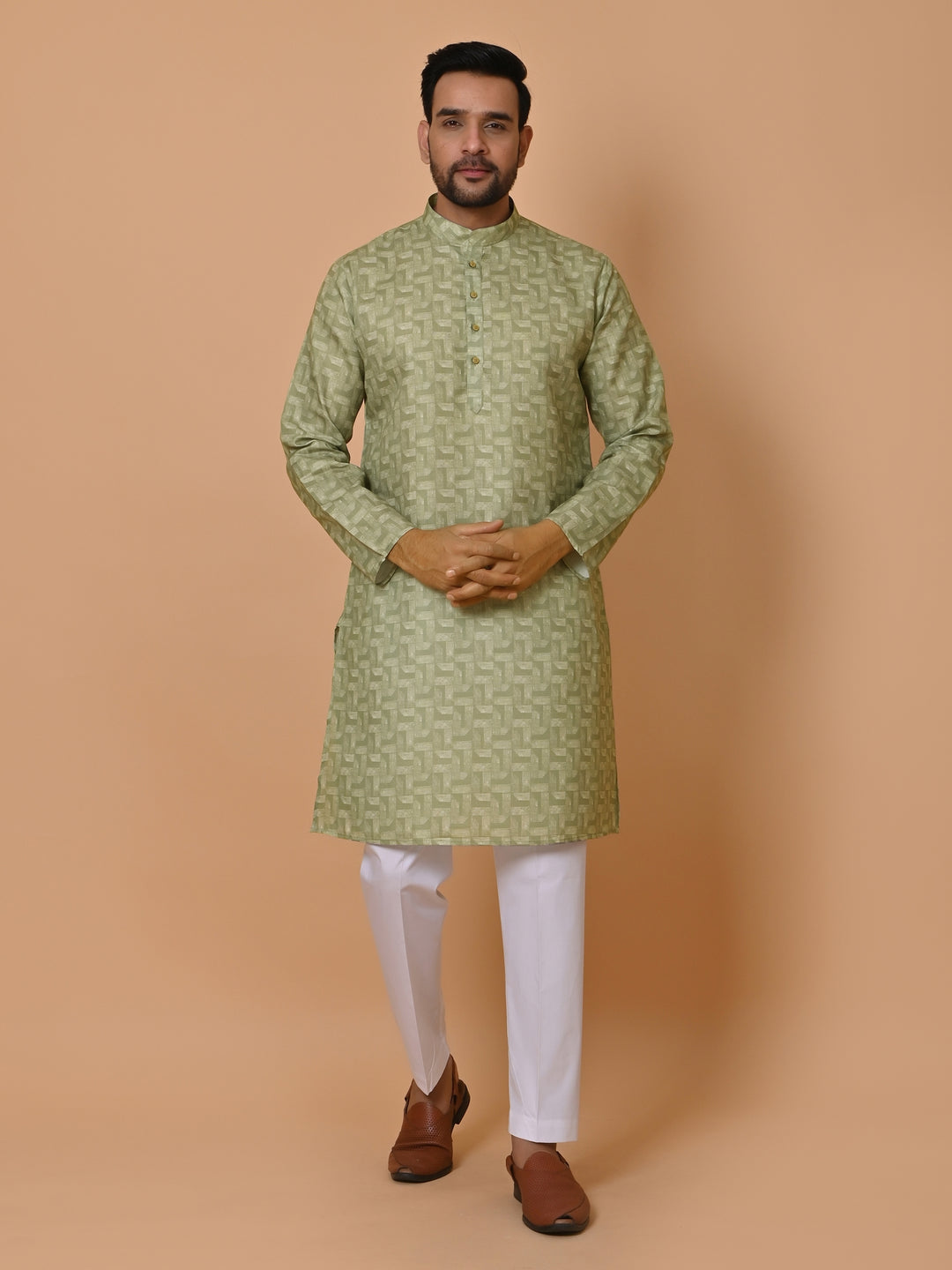 Geometric Pista Kurta Set - KM36662-111