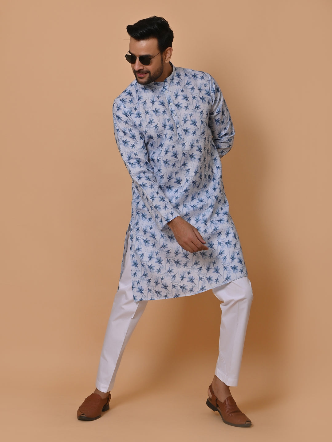 Floral Blue Kurta Set - KM36662-10