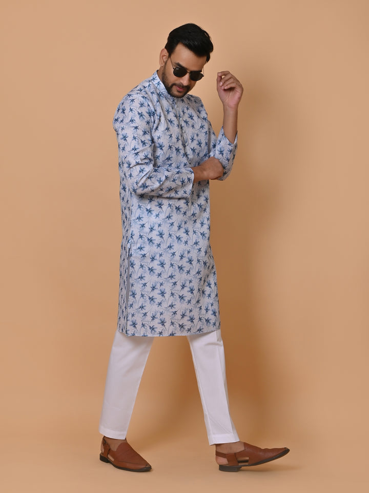 Floral Blue Kurta Set - KM36662-10