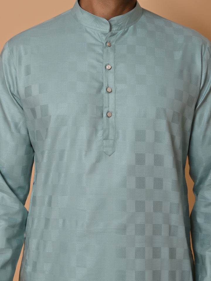 Checked Green Kurta Set - KM36995-3