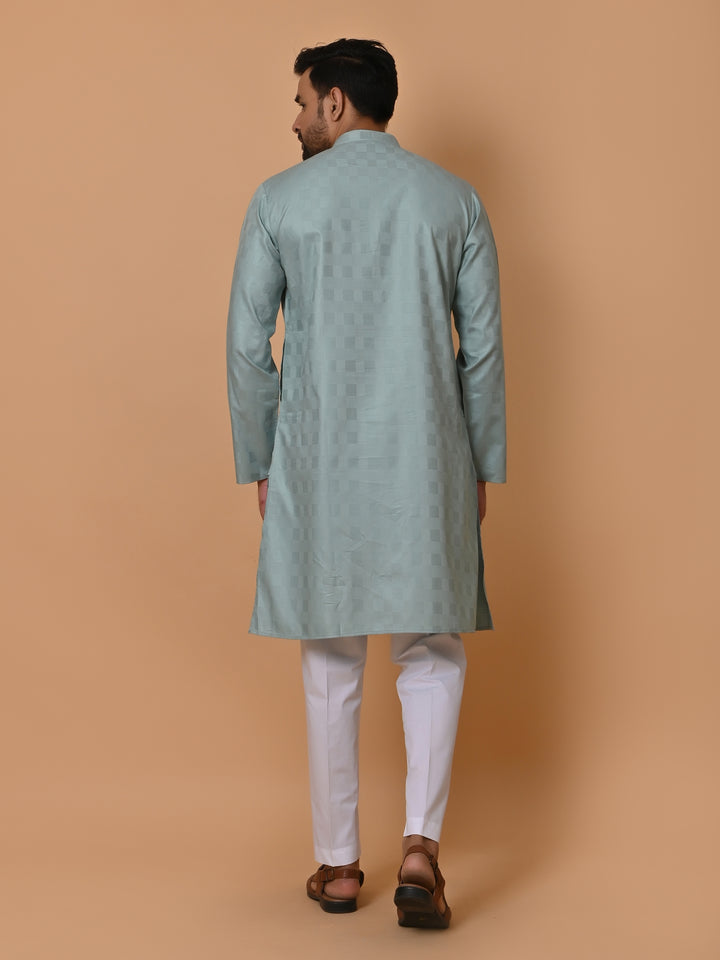 Checked Green Kurta Set - KM36995-3