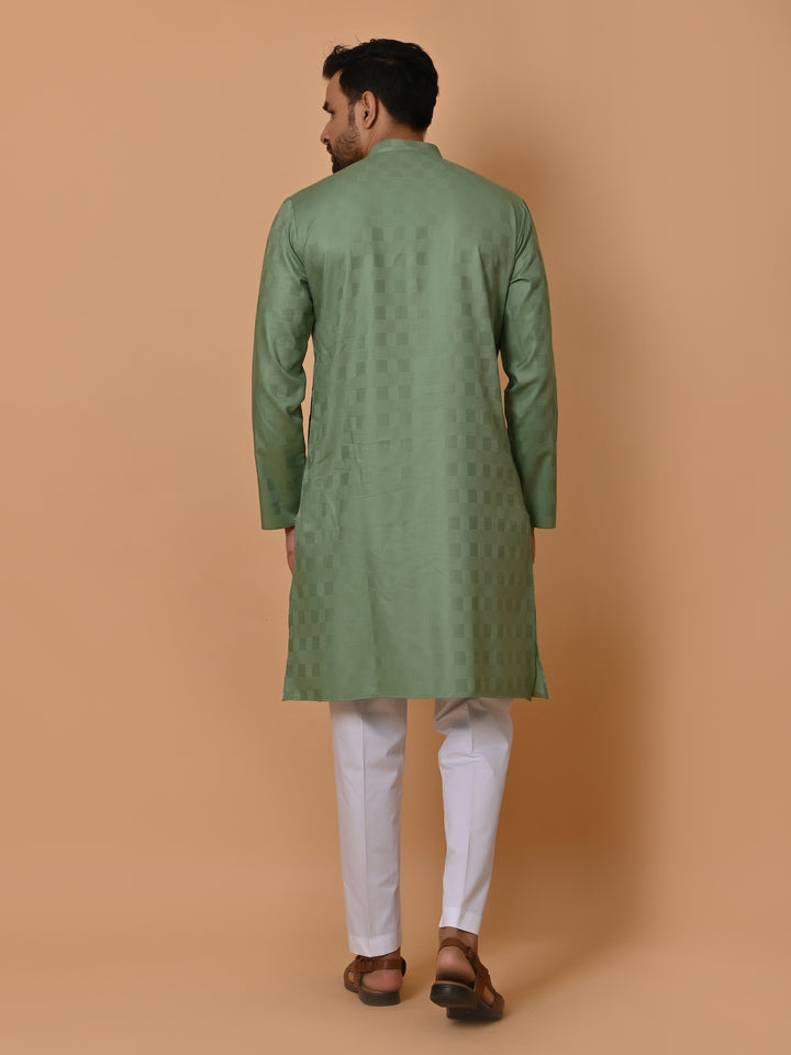 Checked Green Kurta Set - KM36995-512