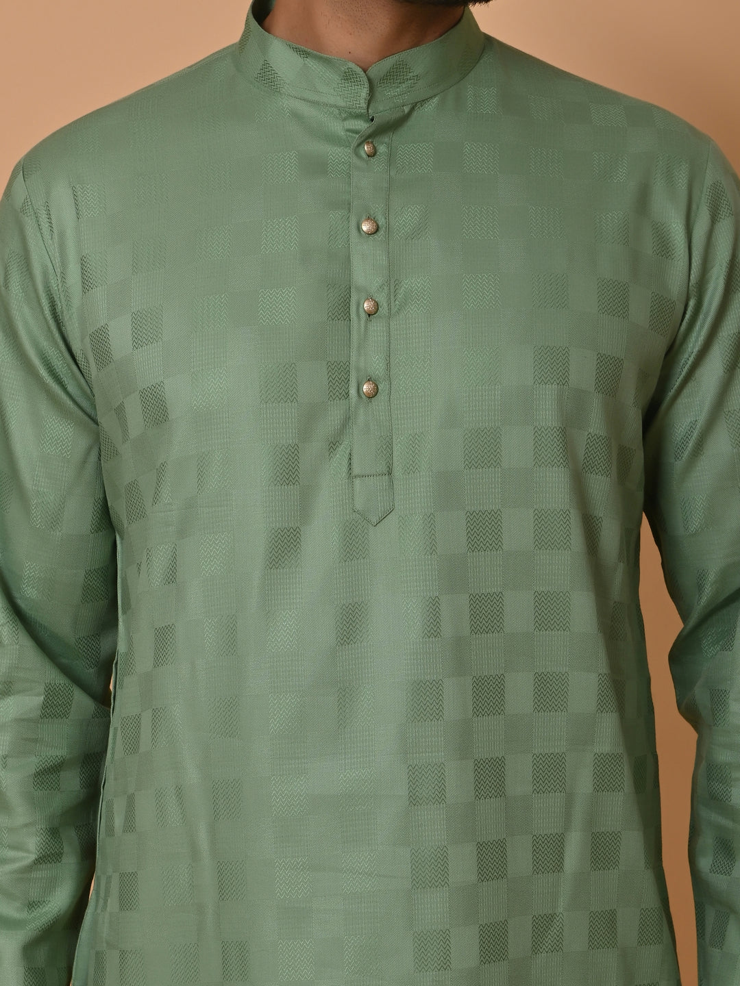 Checked Green Kurta Set - KM36995-512