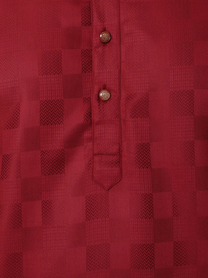 Checked Maroon Kurta Set - KM36995-511