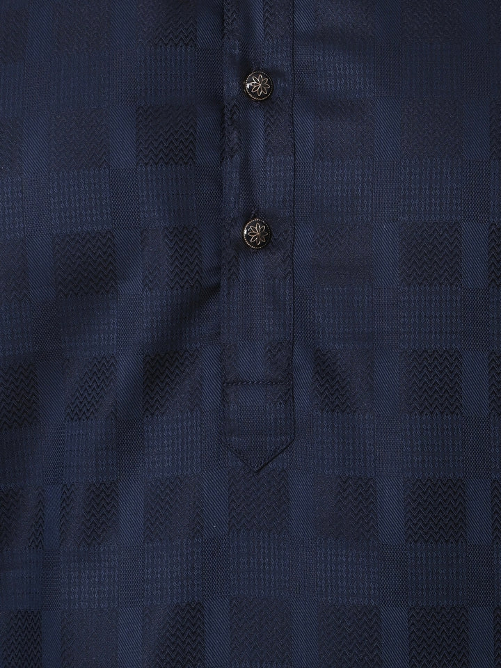 Checked Navy Blue Kurta Set - KM36995-501