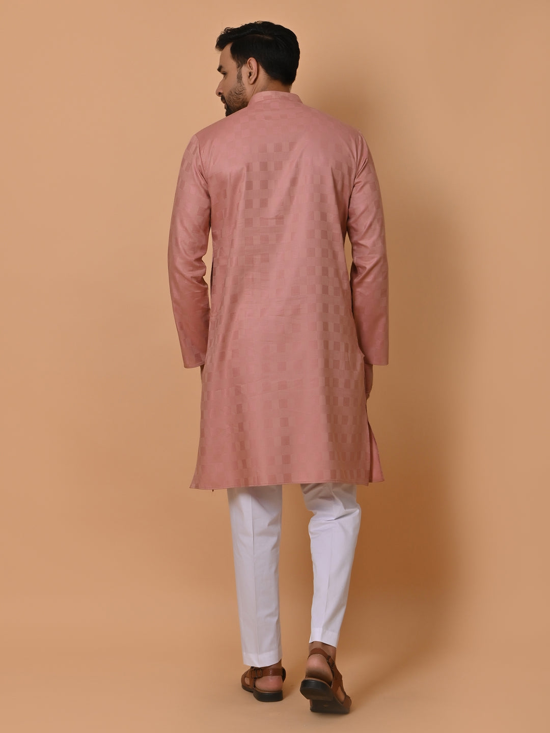 Checked Pink Kurta Set - KM36995-2