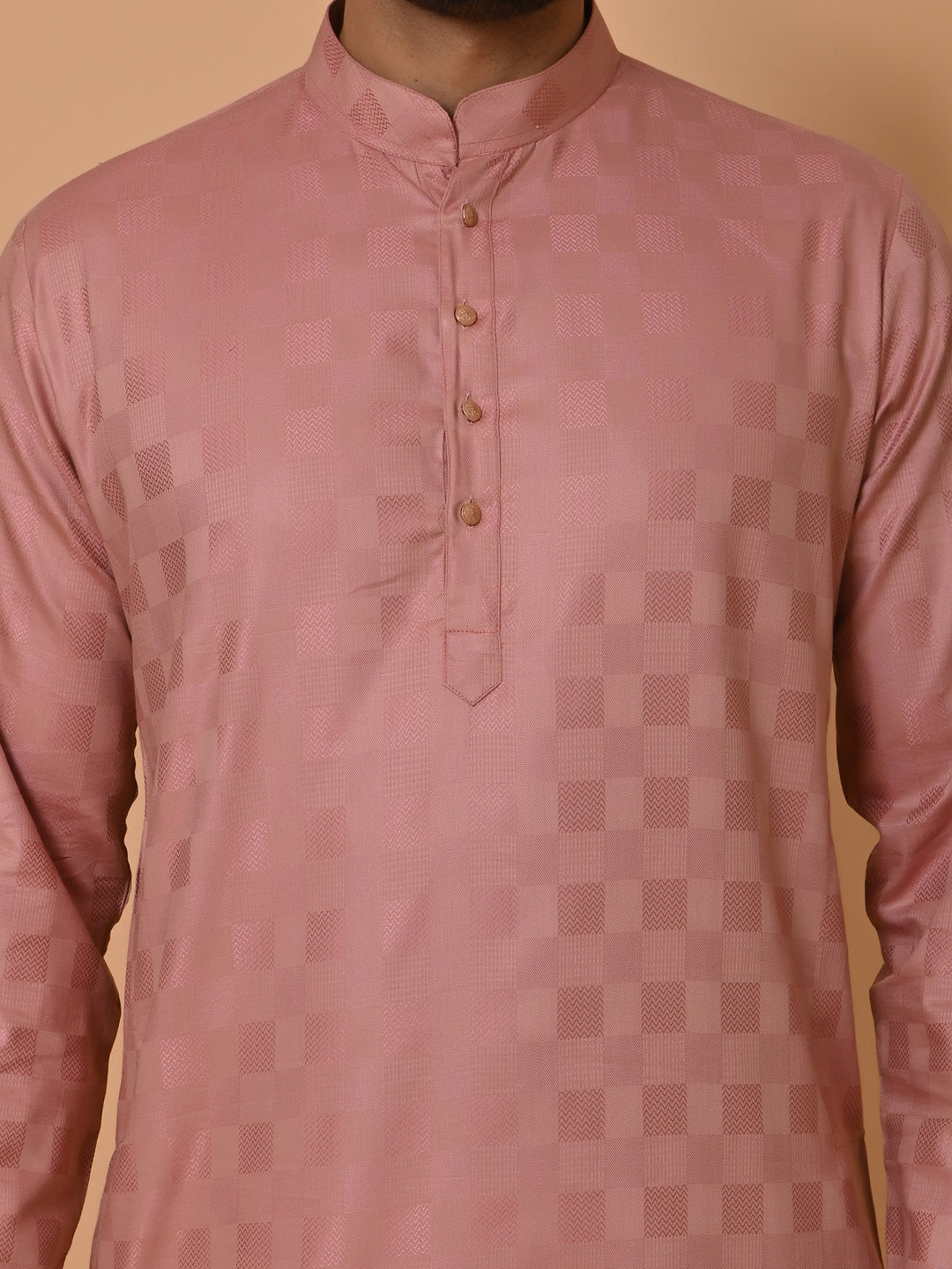 Checked Pink Kurta Set - KM36995-2