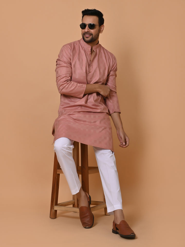 Checked Pink Kurta Set - KM36995-2