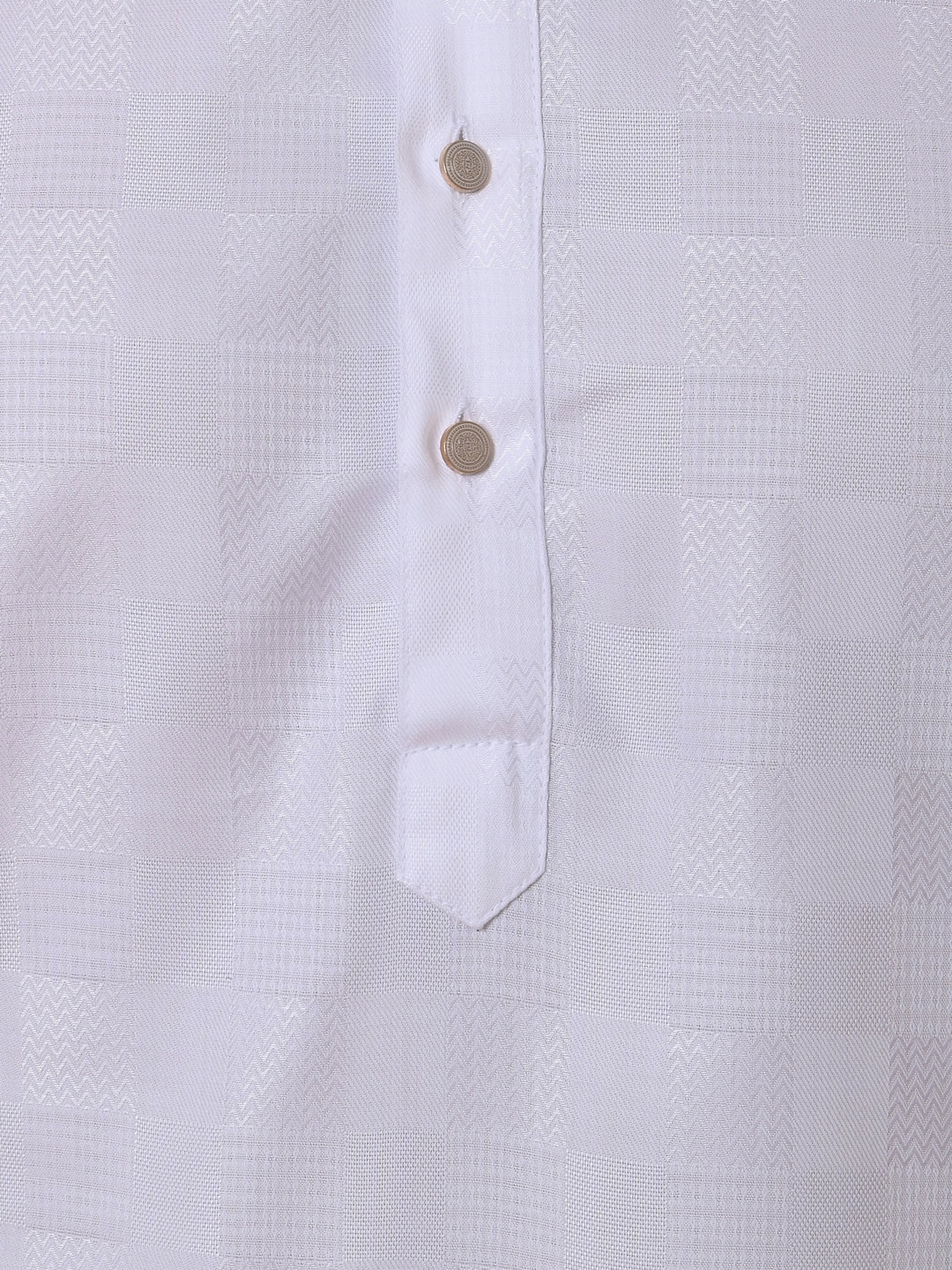 Checked White Kurta Set - KM36995-1